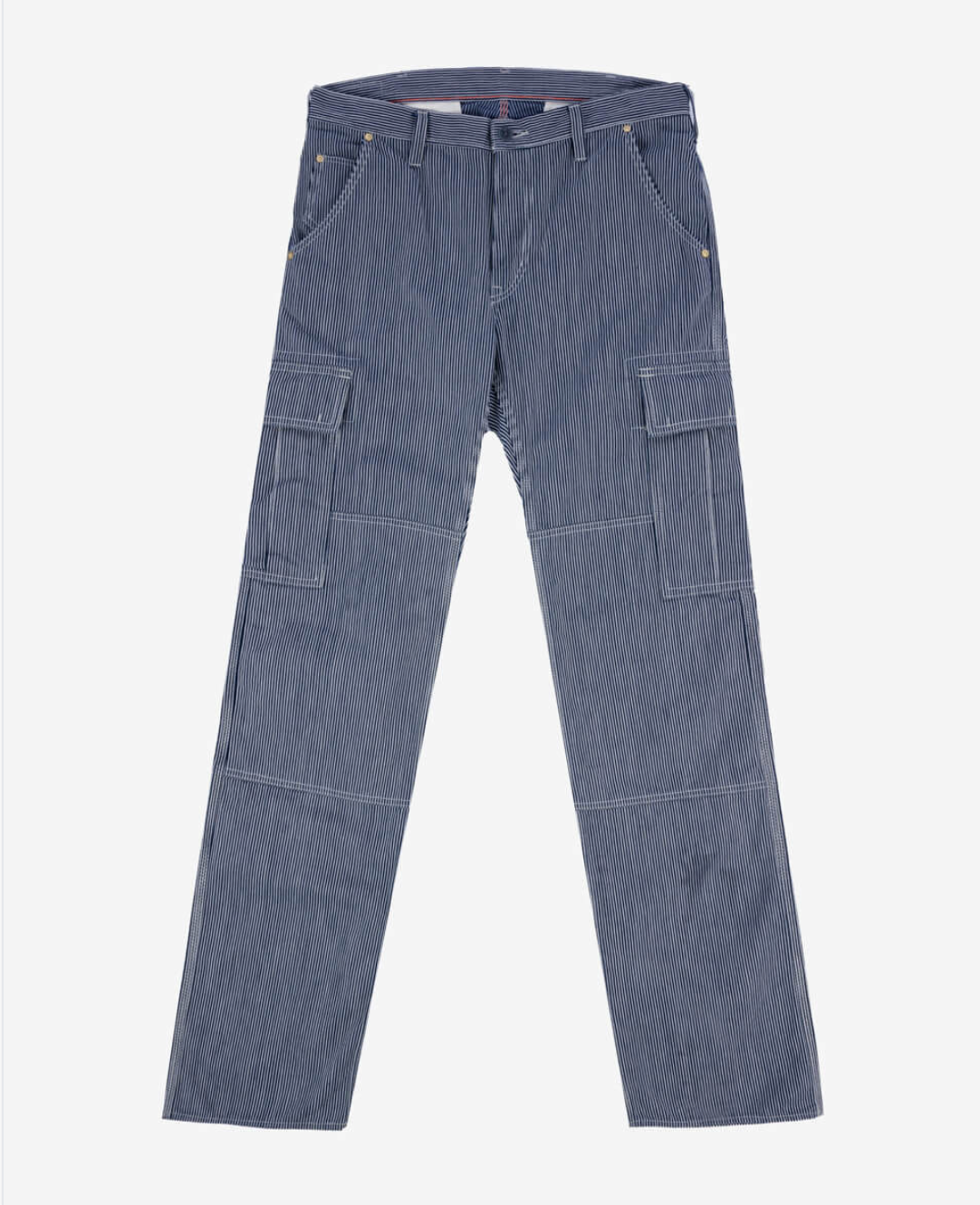 10.5oz Narrow Stripe Hickory Cargo Pants - Indigo IH-739-IND
