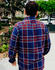 L/S Matty Shirt Handwoven Cotton Madras Plant - Indigo/Cutch