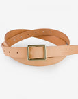 OGL Square Brass ‘Prongless’ Buckle Leather Belt - Natural