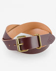 OGL Single Prong Brass Roller Buckle Leather Belt - Hand Dyed Brown