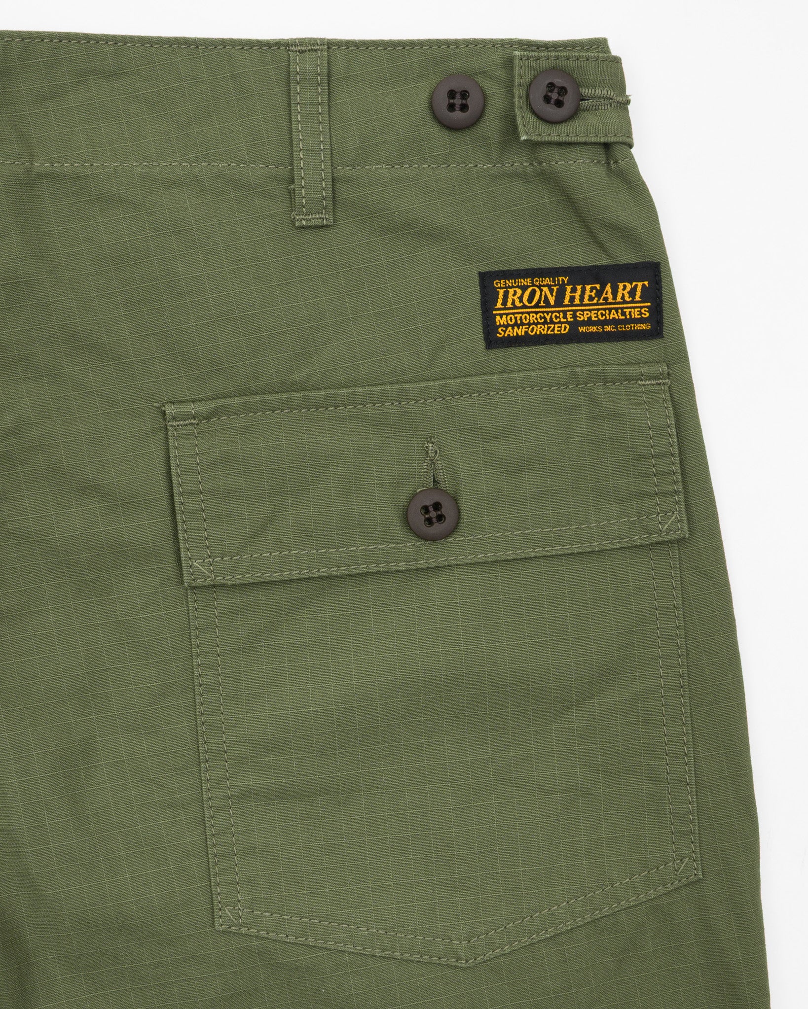 IH-747-GRN Iron Heart 8oz Ripstop Baker Pants - Army Green – Iron