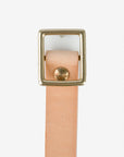 OGL Square Brass ‘Prongless’ Buckle Leather Belt - Natural