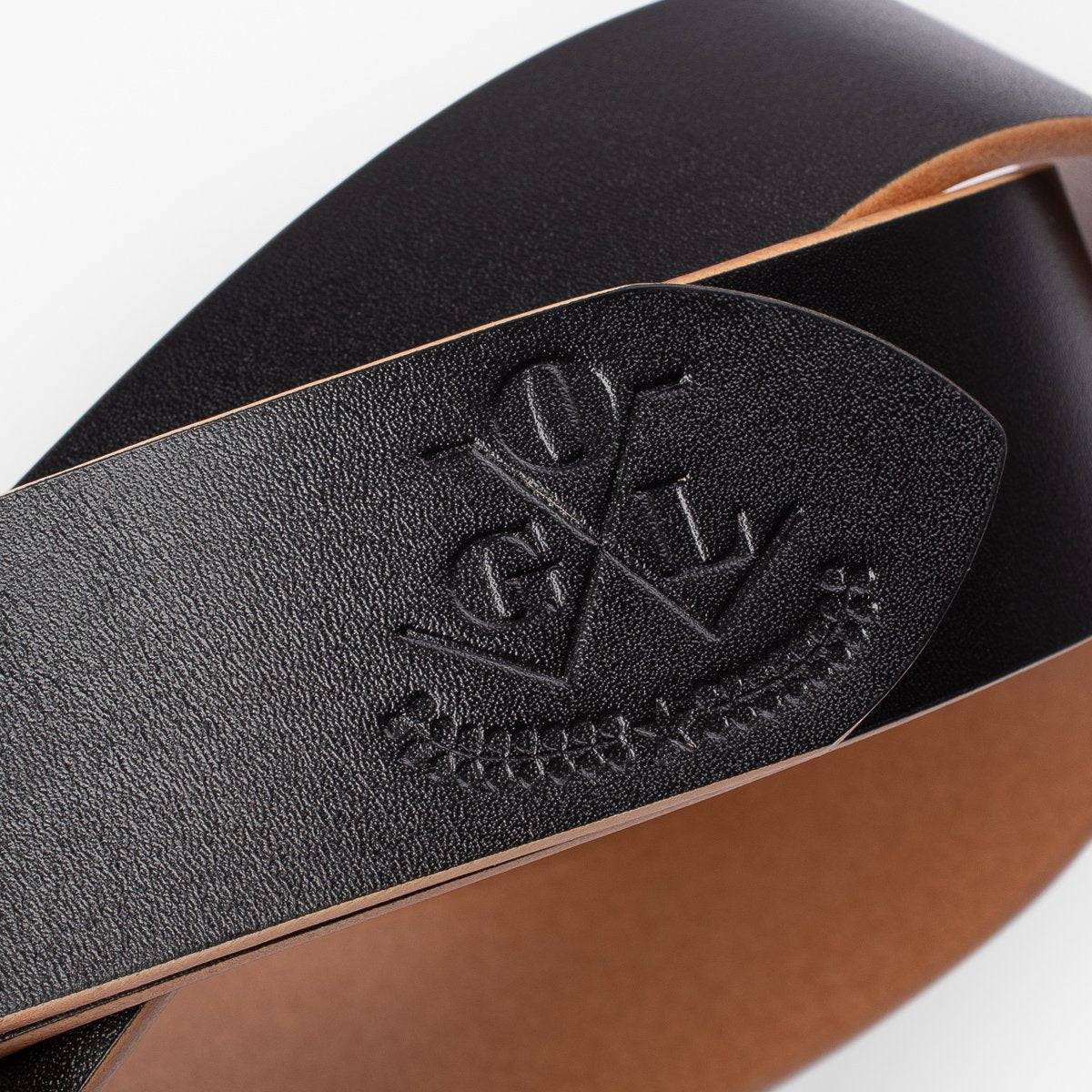 OGL Double Prong Garrison Buckle Leather Belt - Hand-Dyed Black