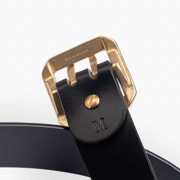 OGL Double Prong Garrison Buckle Leather Belt - Black OGL-BELT-FULL-DPGAR-BLK