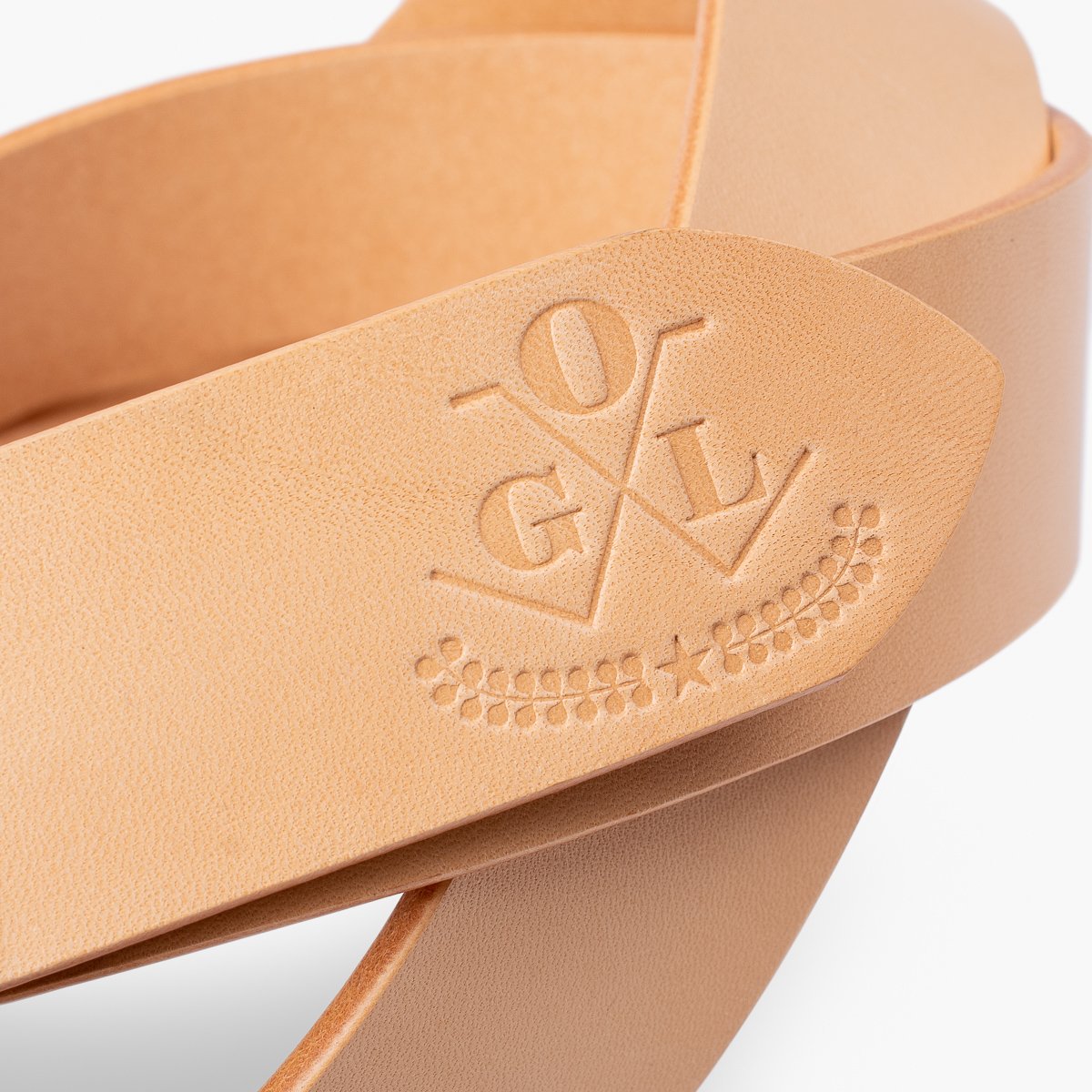 OGL Double Prong Garrison Buckle Leather Belt - Natural