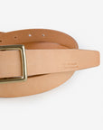 OGL Square Brass ‘Prongless’ Buckle Leather Belt - Natural