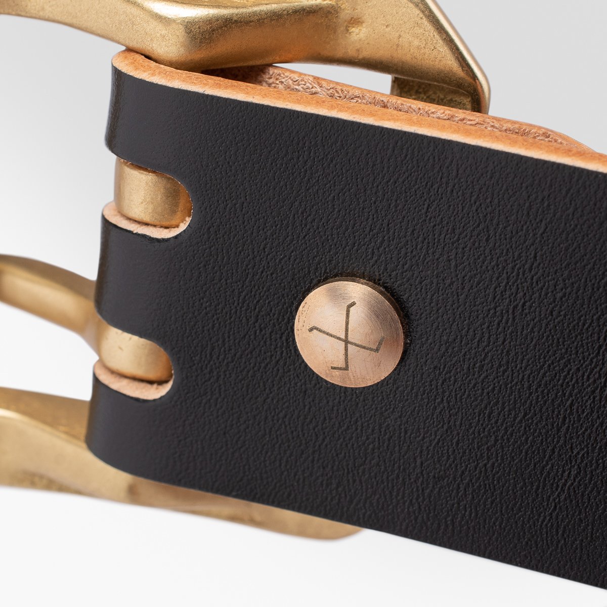 OGL Double Prong Garrison Buckle Leather Belt - Hand-Dyed Black