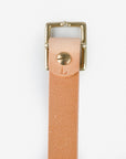 OGL Square Brass ‘Prongless’ Buckle Leather Belt - Natural