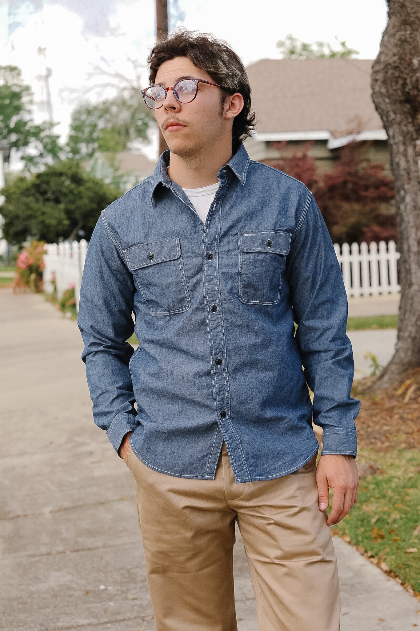 502601 UES Triple Stitch Work Shirt - Indigo Chambray – Iron Shop