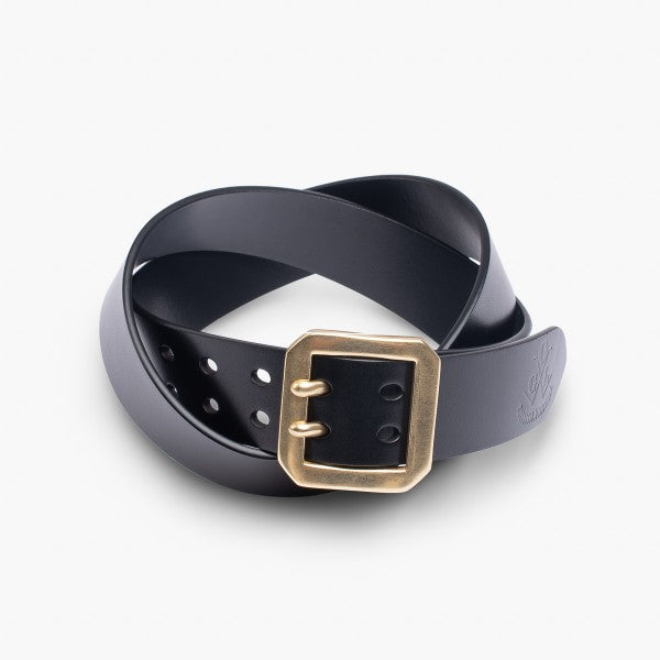 OGL Double Prong Garrison Buckle Leather Belt - Black OGL-BELT-FULL-DPGAR-BLK