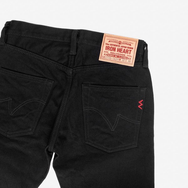 14oz Selvedge Denim Slim Tapered Cut Jeans - Black/Black IH-777S-142bb