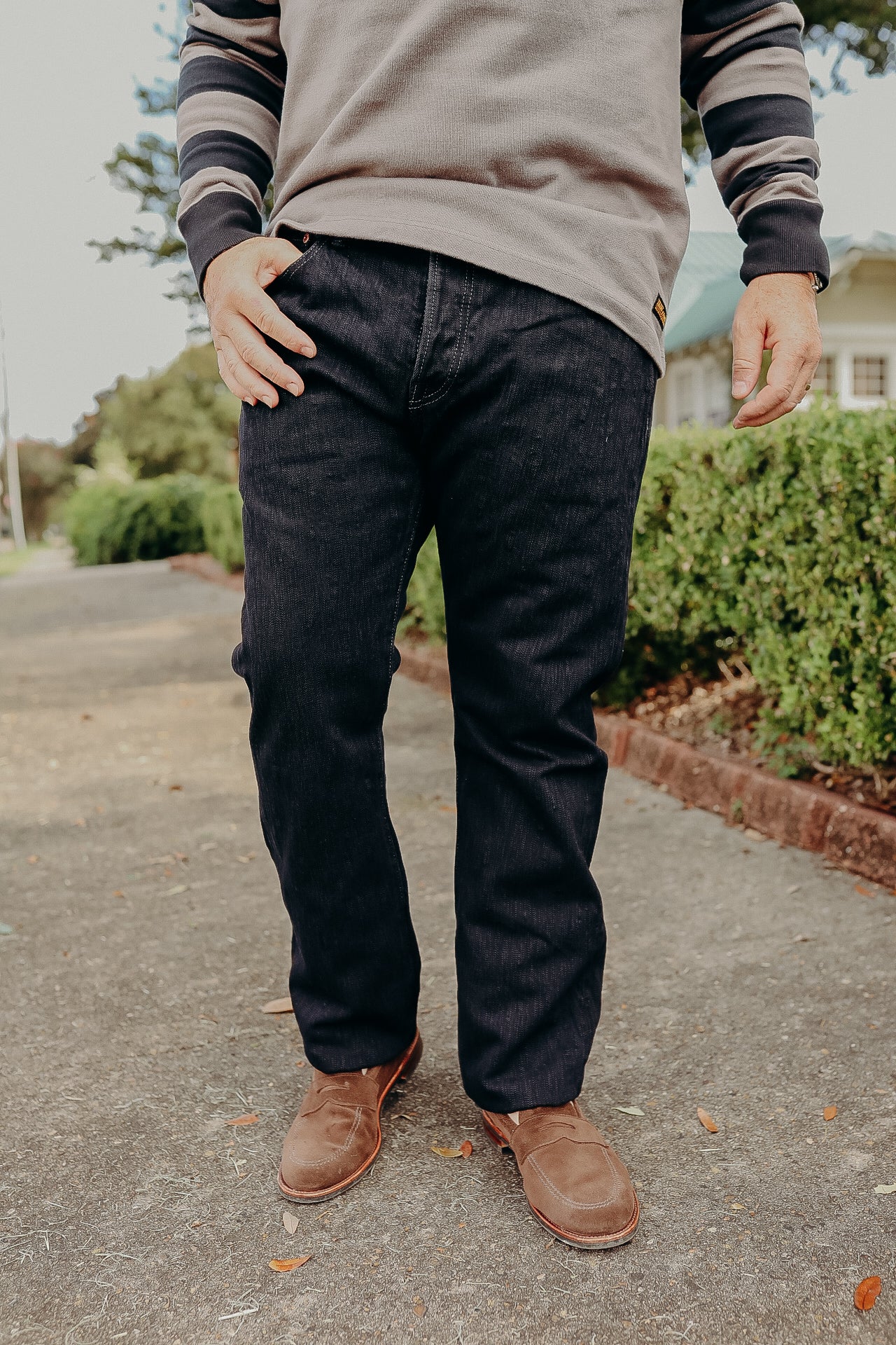 16oz Slubby Selvedge Denim Super Slim Cut Jeans - Indigo Overdyed Black IH-555S-SLBod