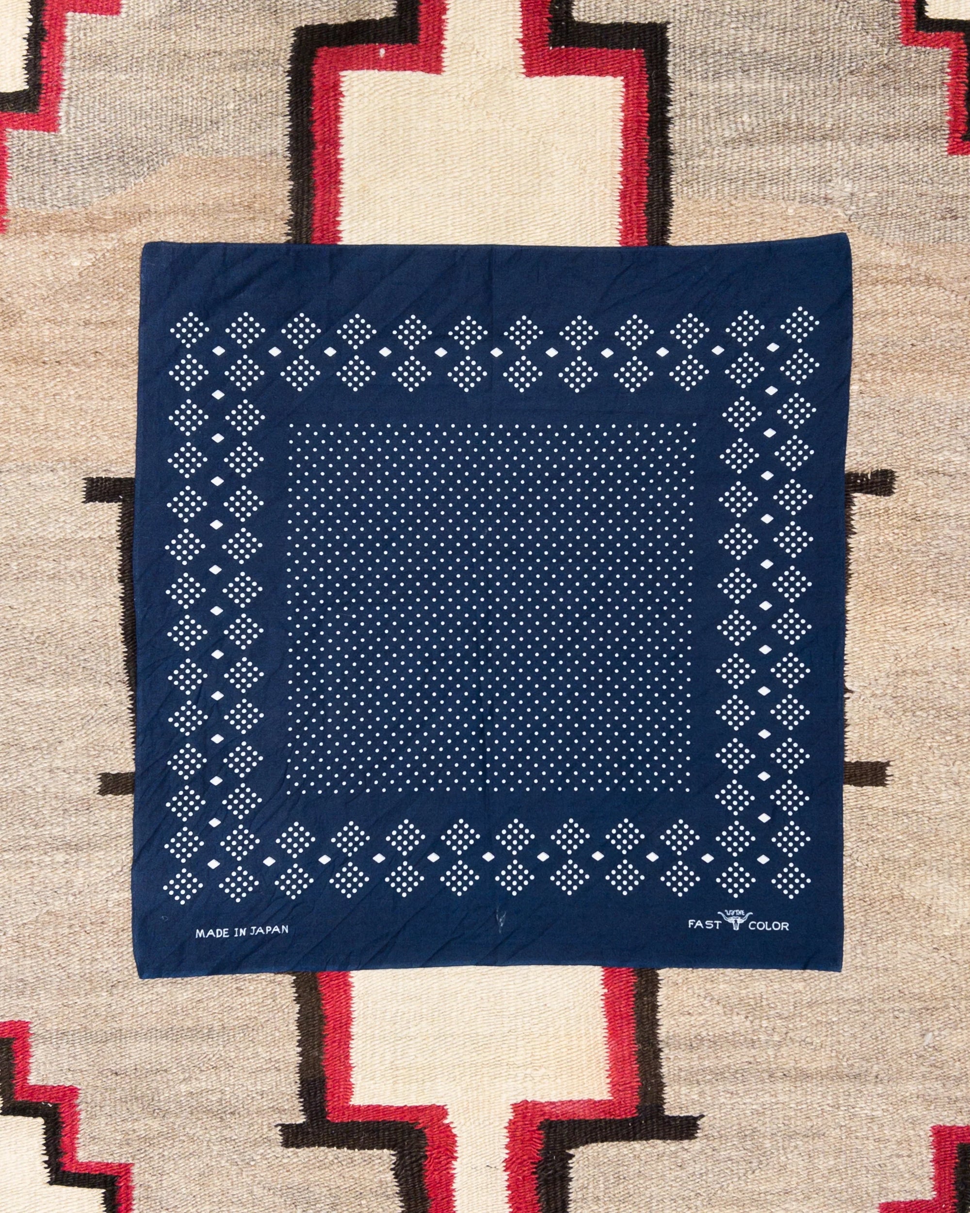 Indigo Discharge Selvedge Bandana- Indigo