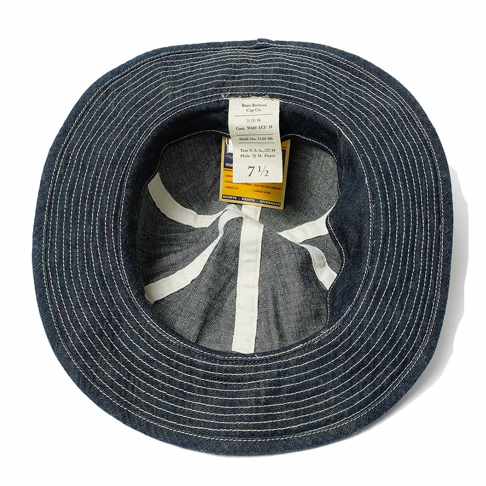 BR01476 Buzz Rickson U.S Army Daisy Mae Denim Working Hat- Indigo