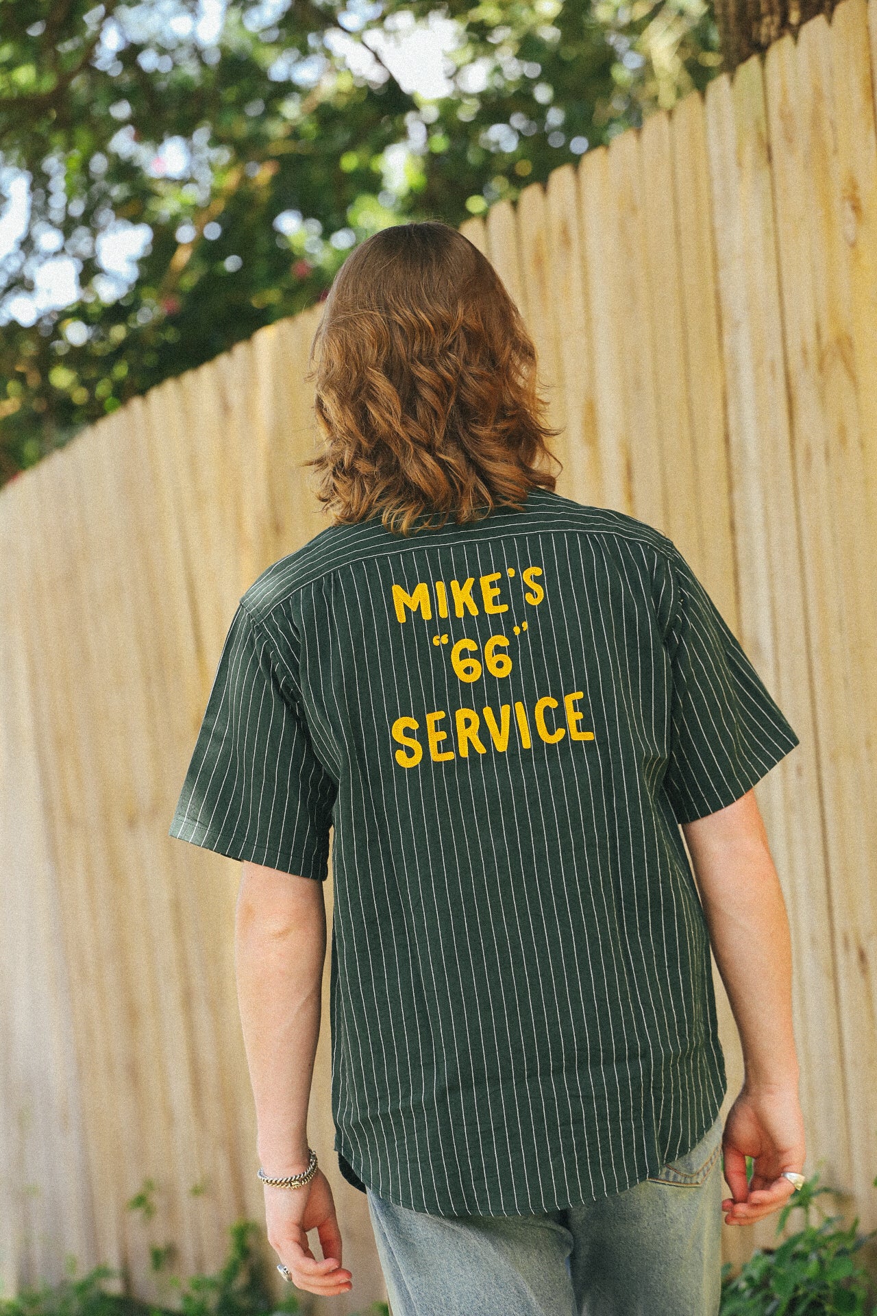 Coke Stripe Embroidered Short Sleeve Work Shirt- Green (SC39528