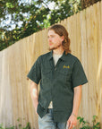 Coke Stripe Embroidered Short Sleeve Work Shirt- Green (SC39528)