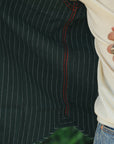 Coke Stripe Embroidered Short Sleeve Work Shirt- Green (SC39528)