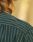 Coke Stripe Embroidered Short Sleeve Work Shirt- Green (SC39528)