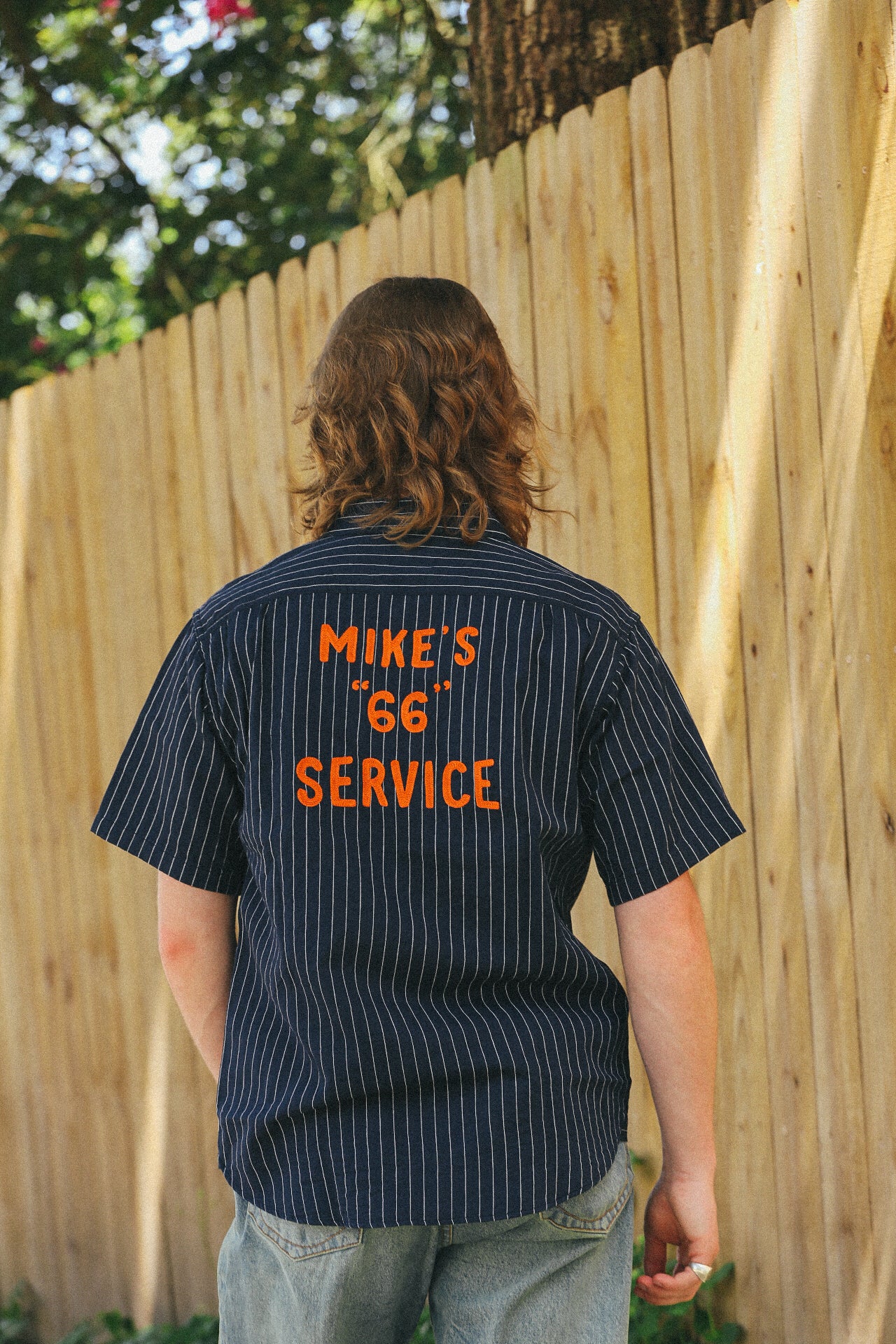 Coke Stripe Embroidered Short Sleeve Work Shirt- Navy (SC39528