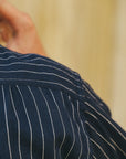 Coke Stripe Embroidered Short Sleeve Work Shirt- Navy (SC39528)