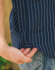 Coke Stripe Embroidered Short Sleeve Work Shirt- Navy (SC39528)