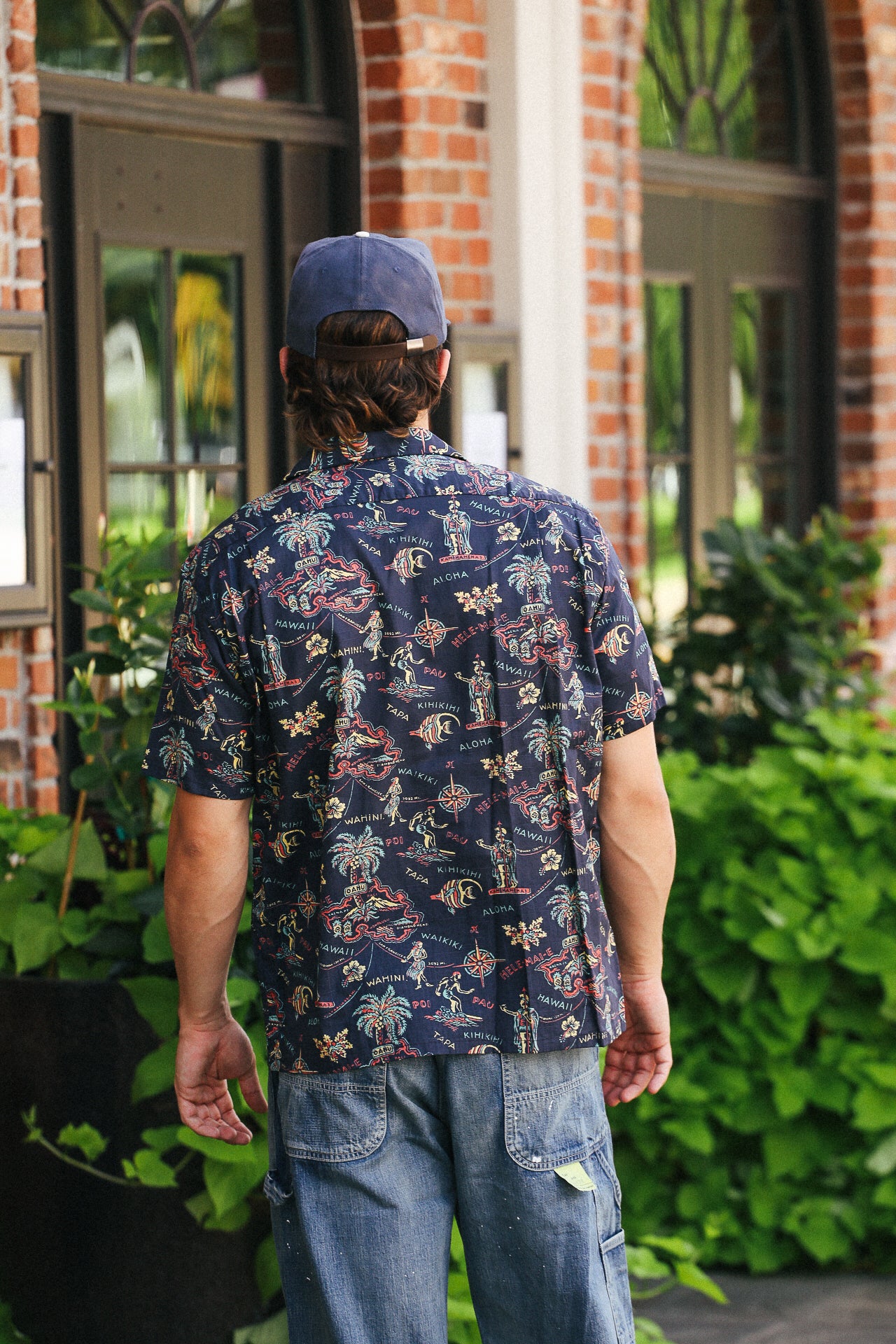Cotton Linen Slub Yarn Hawaiian Shirt- Hele-mai-e Navy (SS39501)