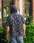 Cotton Linen Slub Yarn Hawaiian Shirt- Hele-mai-e Navy (SS39501)