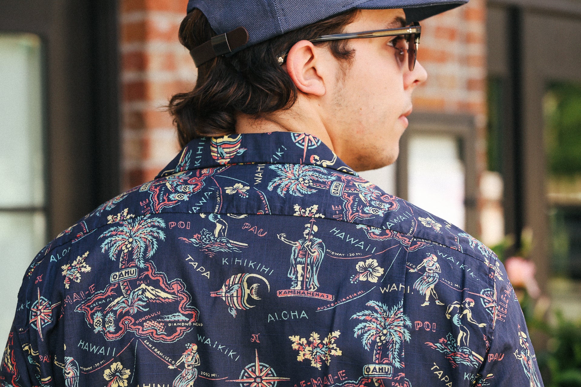 Cotton Linen Slub Yarn Hawaiian Shirt- Hele-mai-e Navy (SS39501)