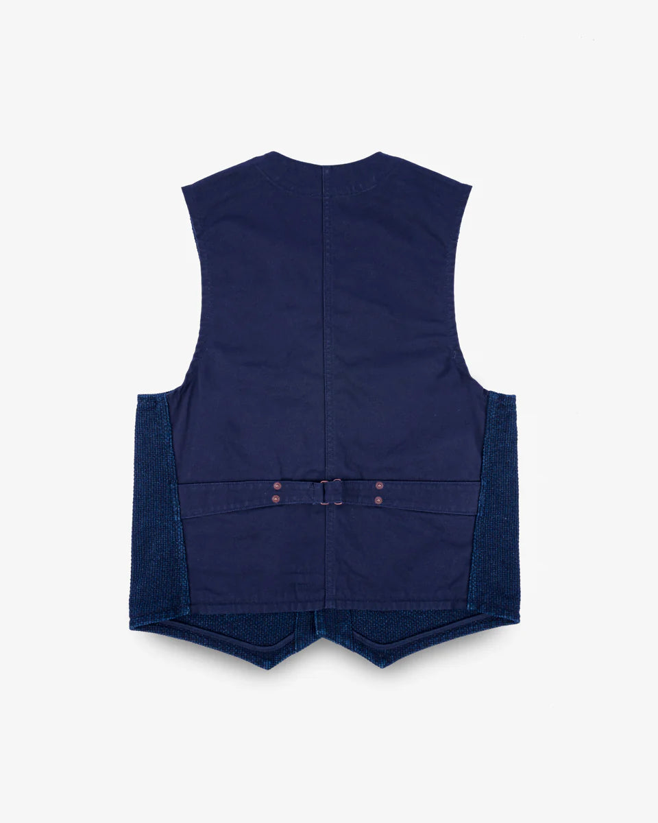14oz Sashiko Dobby Cloth / Duck Work Vest - Indigo IHV-50-IND