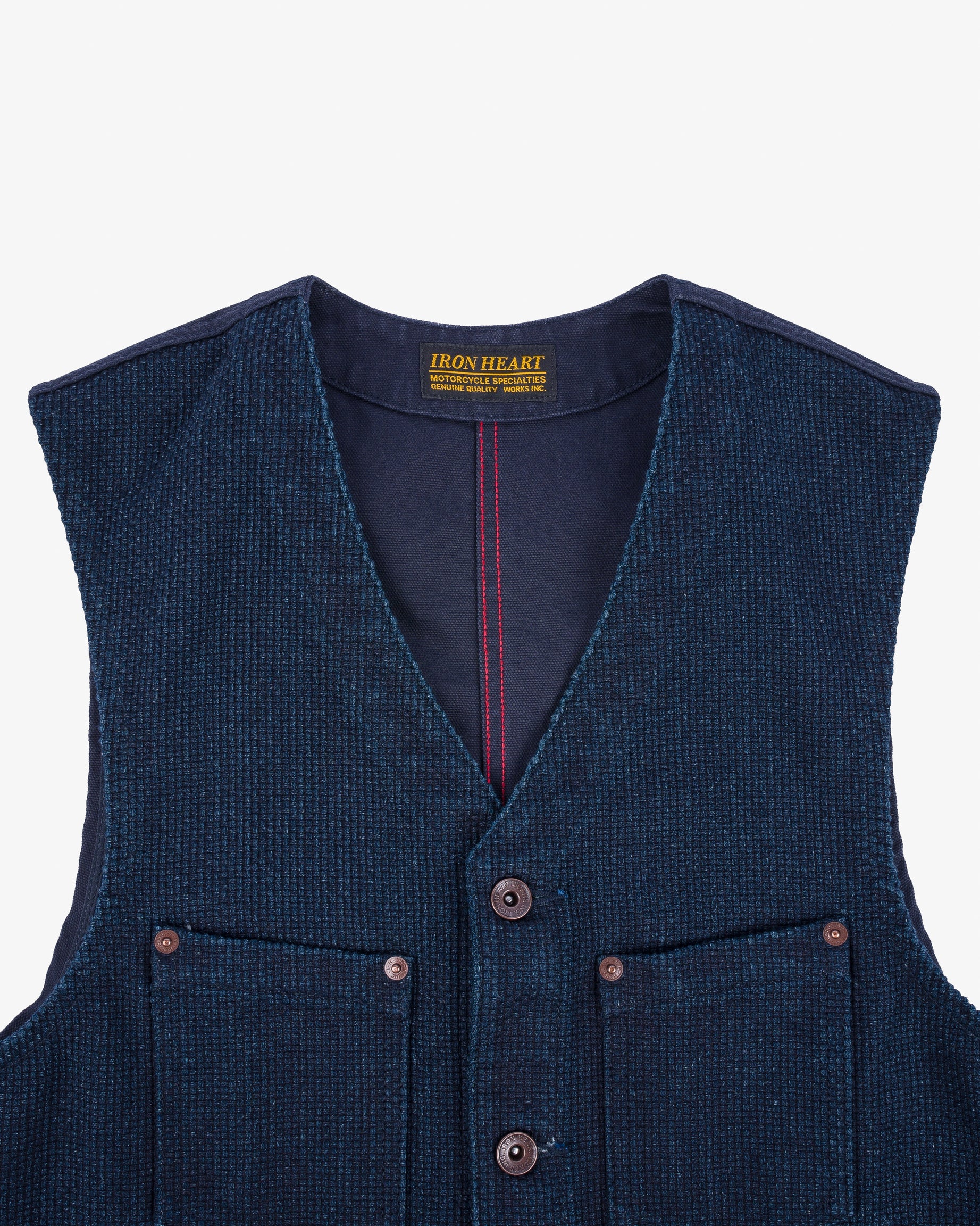 14oz Sashiko Dobby Cloth / Duck Work Vest - Indigo IHV-50-IND