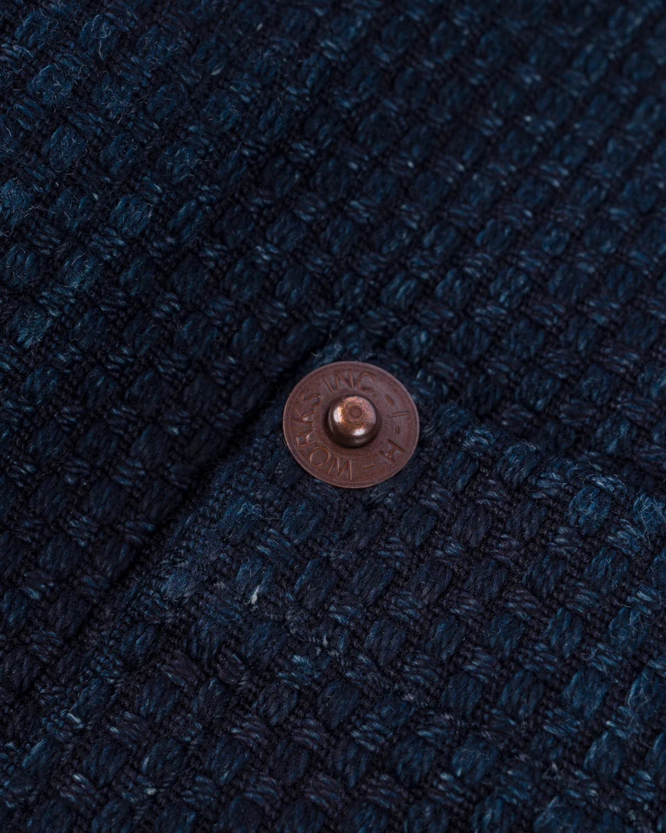 14oz Sashiko Dobby Cloth / Duck Work Vest - Indigo IHV-50-IND