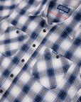 5oz Selvedge Short Sleeved Madras Check Work Shirt - Blue IHSH-419-BLU