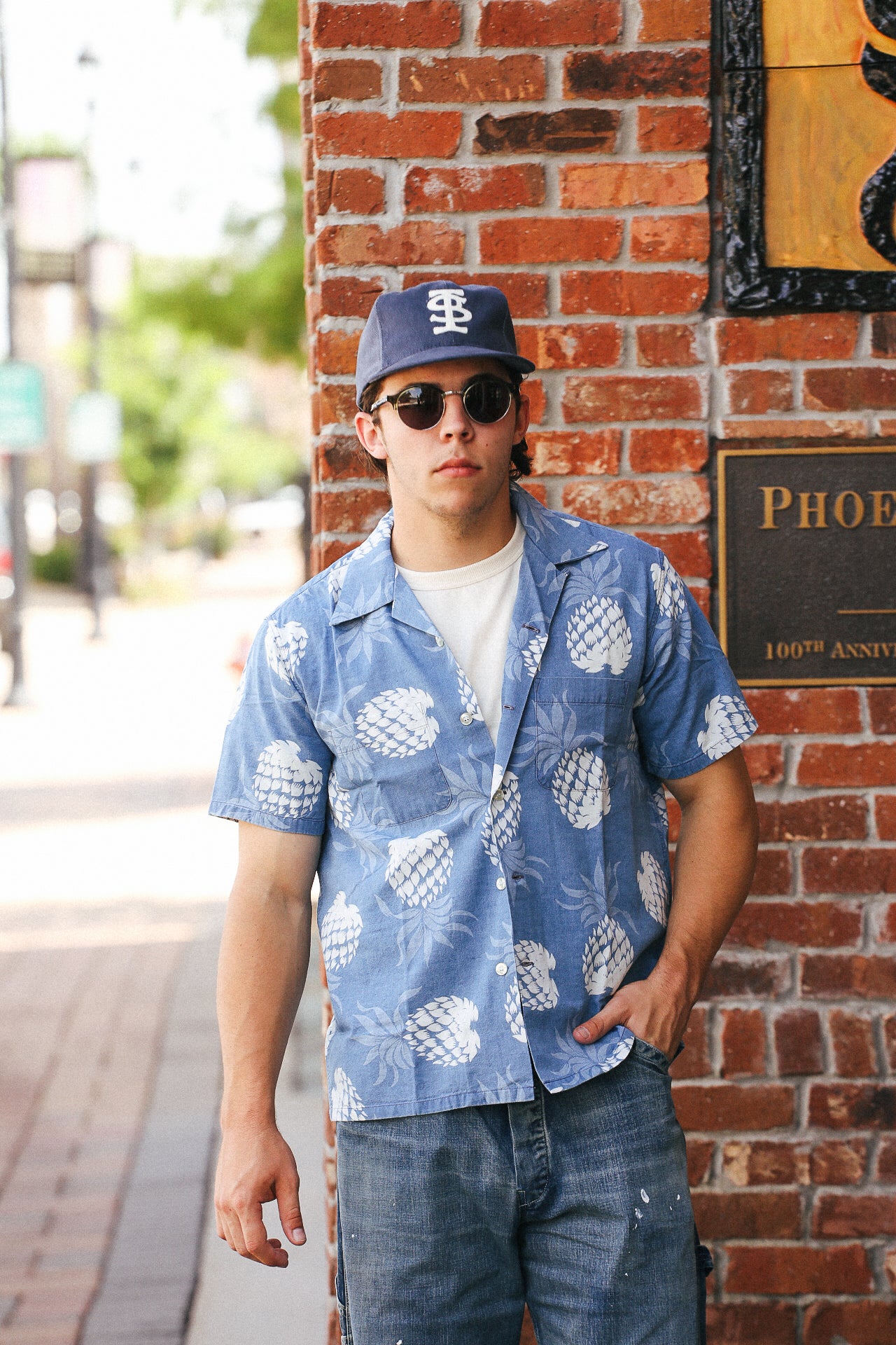 Duke Kahanamoku Indigo Cotton Hawaiian Shirt- Duke's Pineapple