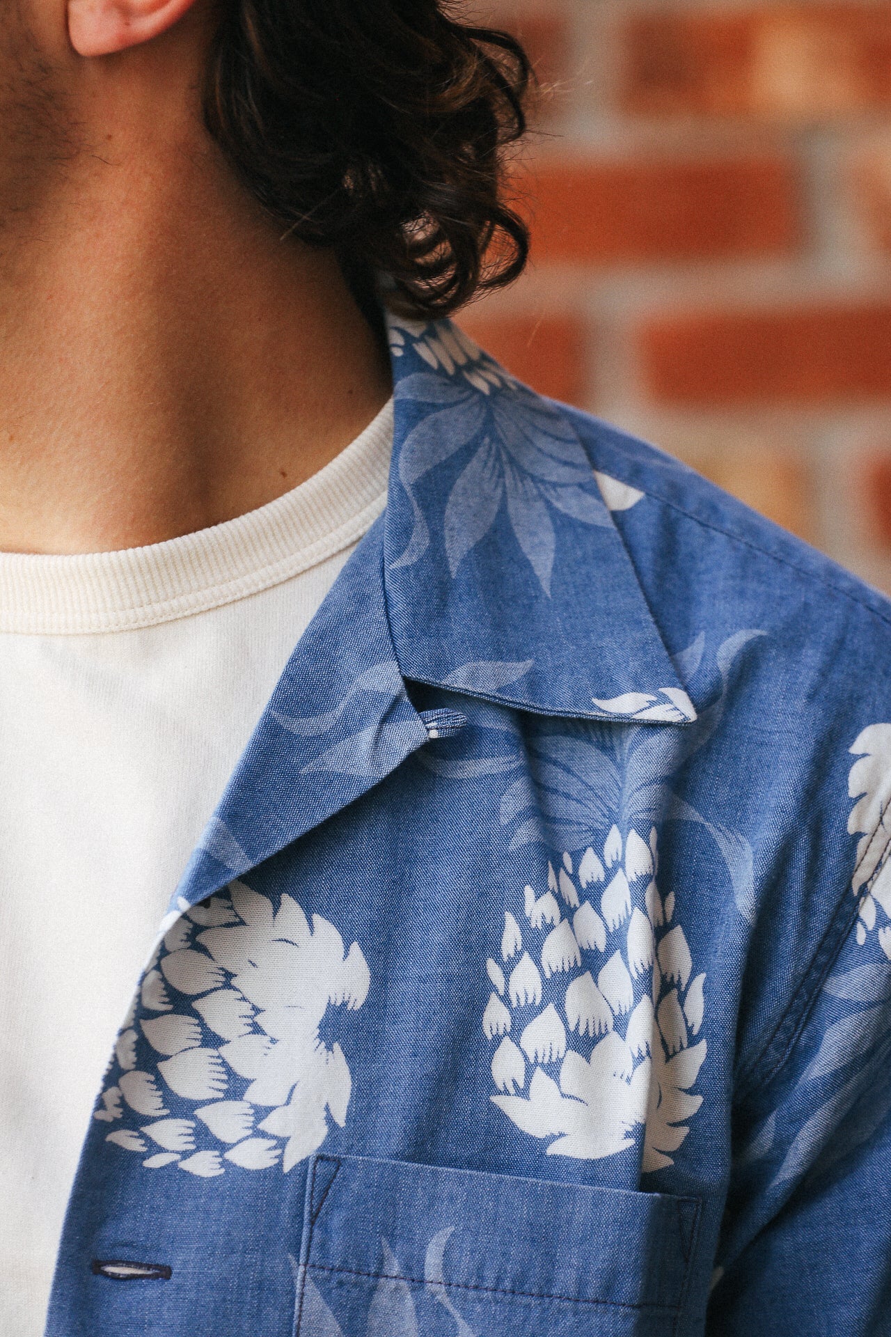 Duke Kahanamoku Indigo Cotton Hawaiian Shirt- Duke