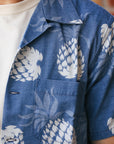 Duke Kahanamoku Indigo Cotton Hawaiian Shirt- Duke's Pineapple Blue (DK39045)