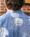 Duke Kahanamoku Indigo Cotton Hawaiian Shirt- Duke's Pineapple Blue (DK39045)