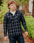 9oz Selvedge Indigo Check Flannel Work Shirt - Black IHSH-412-BLK
