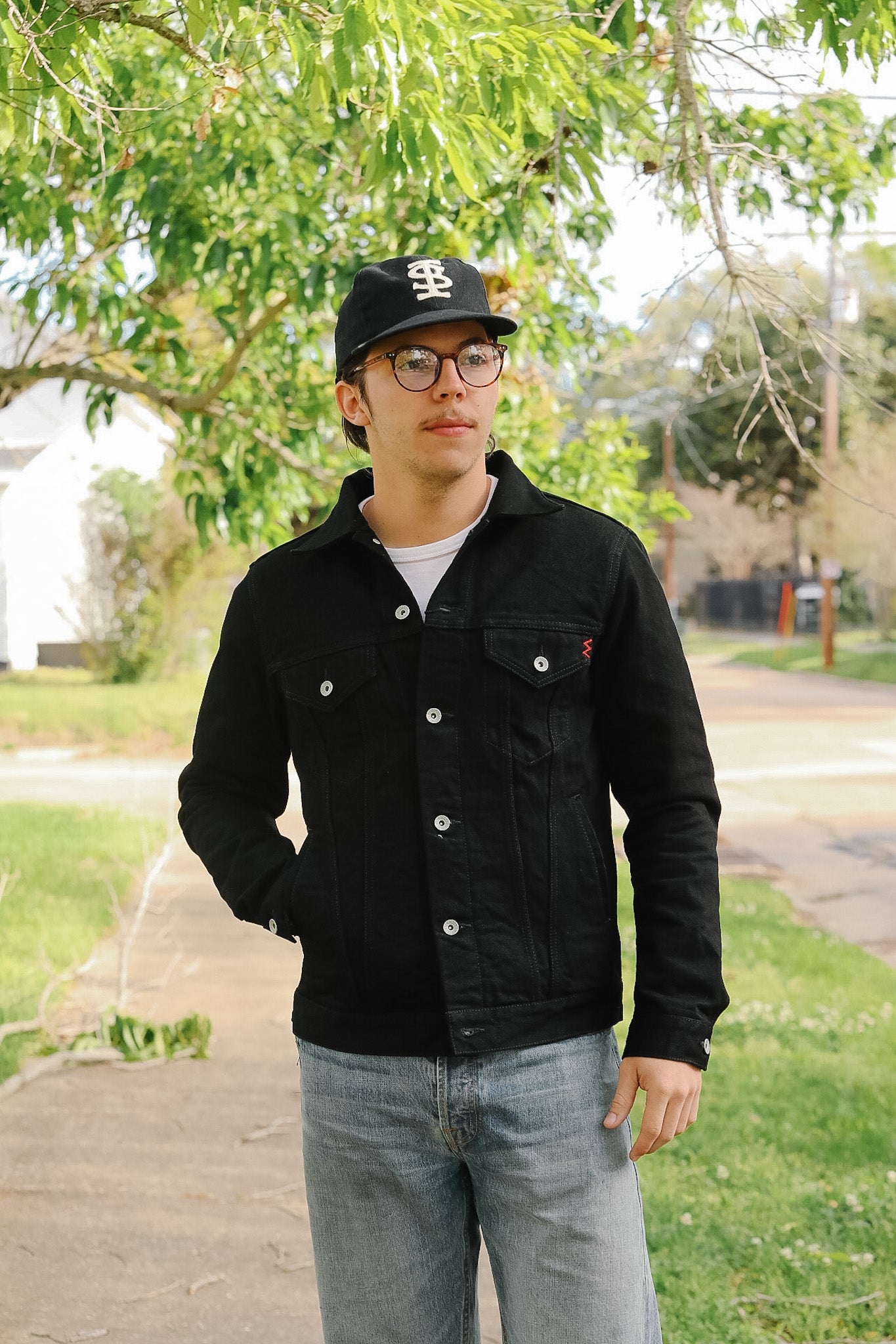 IHJ-86-BLK 14oz Selvedge Denim Modified Type III Jacket - Black