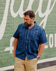 Vacation Shirt-Indigo Microcheck
