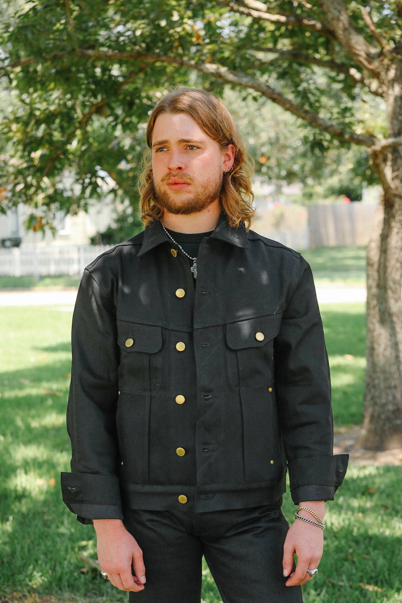 High Low Denim Jacket- 14oz Black Aces High - Main Image