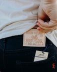 888-SBG 21oz Selvedge Denim Medium/High Rise Tapered Cut Jeans - Superblack (Fades To Grey)