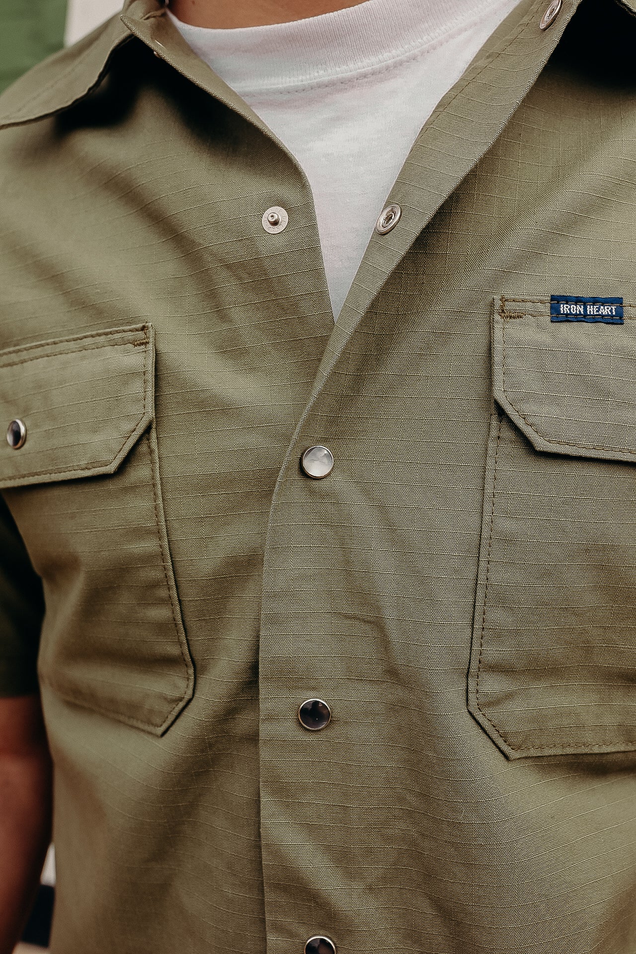 8oz Ripstop Short Sleeved Mechanic Shirt - Green IHSH-415-GRN