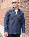 "Selvedge" Chambray Work Shirt- Indigo (SJCBS25)