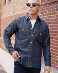 "Selvedge" Chambray Work Shirt- Indigo (SJCBS25)