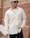 "Selvedge" Chambray Work Shirt- Ecru (SJCBS25)