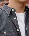 "Selvedge" Chambray Work Shirt- Black (SJCBS25)