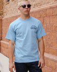 7.5oz Printed Loopwheel Crew Neck T-Shirt - Sax Blue IHT-2504-SAX