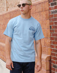 7.5oz Printed Loopwheel Crew Neck T-Shirt - Sax Blue IHT-2504-SAX