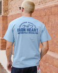 7.5oz Printed Loopwheel Crew Neck T-Shirt - Sax Blue IHT-2504-SAX