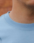 7.5oz Printed Loopwheel Crew Neck T-Shirt - Sax Blue IHT-2504-SAX